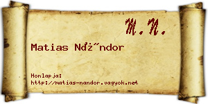 Matias Nándor névjegykártya